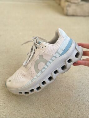 On Running Cloud Monster Gray & Light Blue Running Shoe